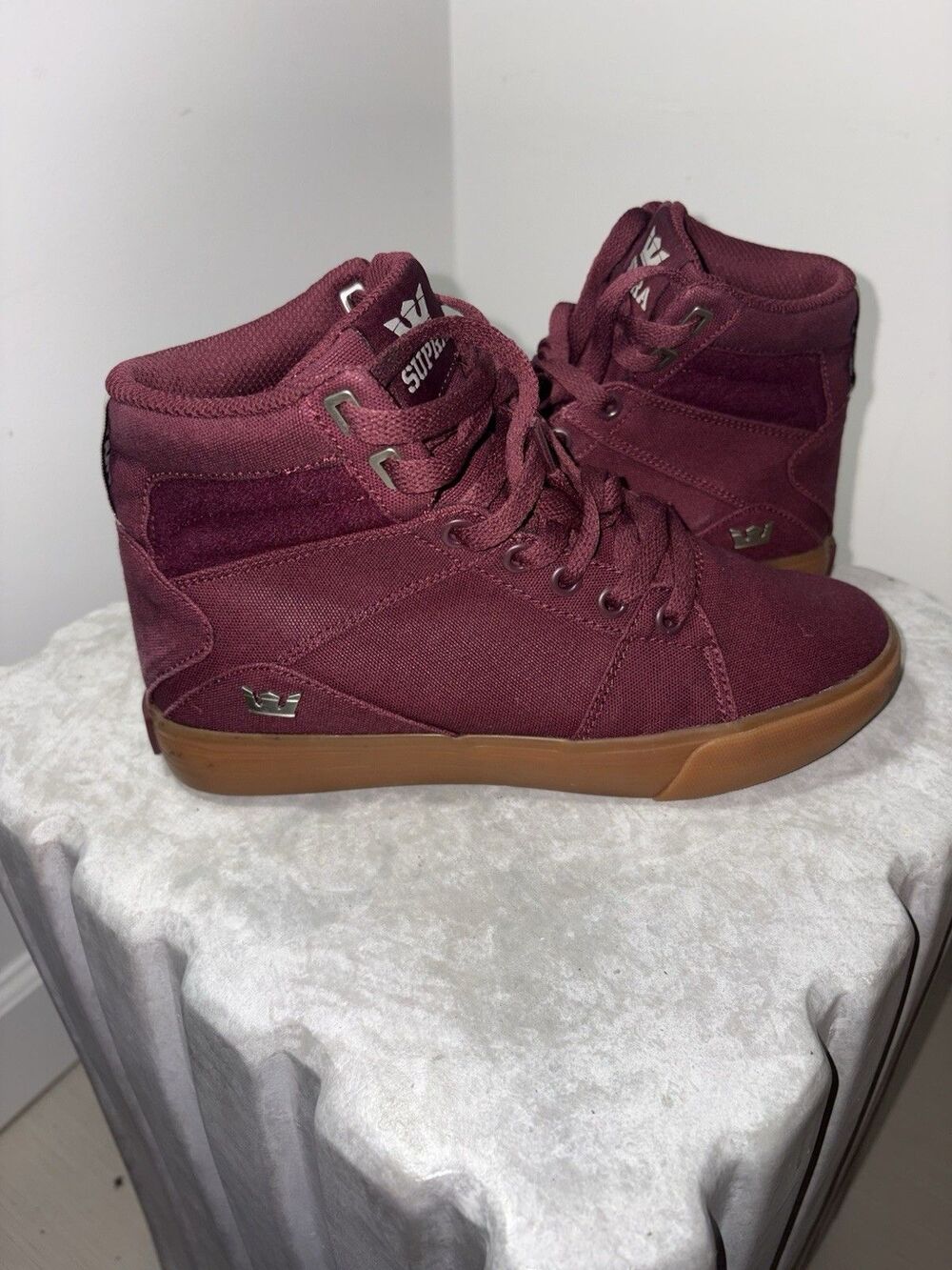 NEW Supra Aluminum Wine Gum High-Top Skateboarding Sneaker Shoes Sz 5.5
